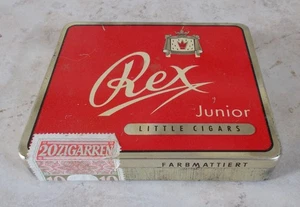 Ancienne Boite métal tabac REX Junior vintage Allemagne Rouge vtg - Picture 1 of 4