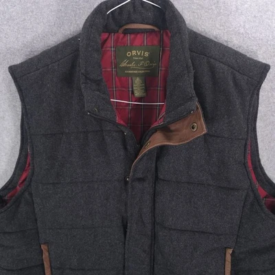 Chaleco Orvis Signature Gris Lana Forrado a Cuadros Aislado Caza Exterior Para Hombres XL Foto 1 de 4