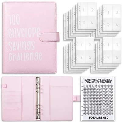 MARKENLOS 100 Umschläge Envelope Saving Challenge - Geld Spar-Challenge Sparbuch für Geld