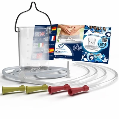Horn Medical 1 Liter Einlaufbecher mit Irrigator-Set inklusive 4 Darmrohren - Bild 1 von 4