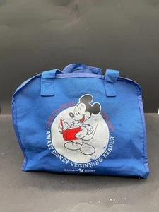 1987 Blue Canvas Bantam Books Mickey Mouse Fun to Read Library Bookbag ONLY - Picture 1 of 9