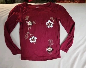 CRAZY 8 LITTLE GIRL'S LONG SLEEVES BURGUNDY SHIRT TOP WITH SEQUINS SIZE M (7-8) - Picture 1 of 4