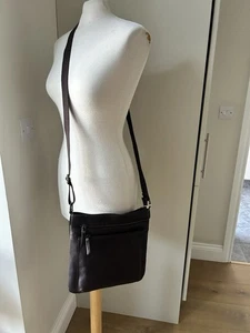 Fat Face A Allie Chocolate Leather Cross Body Handbag Rrp £59.50 Bnwt - Picture 1 of 6