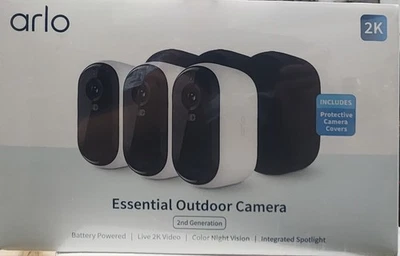 Arlo Essential 2K Essential Outdoor Security Camera – White (3 Pack) Brand New - Image 1 of 4