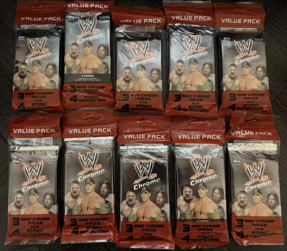 2014 Topps Chrome WWE Value Pack (Exclusive 4 Card Atomic Refractor Pack) - Image 1 of 2