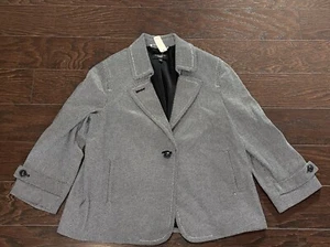 Talbots Damen Jacke schwarz weiß Hahnentritt Baumwolle Plissee hinten Größe 14P NEU - Bild 1 von 8