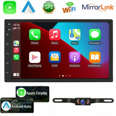 Double 2Din 7" Android 10 Car Stereo Apple/Andriod Carplay Radio GPS WiFi FM+Cam - Image 1 of 4