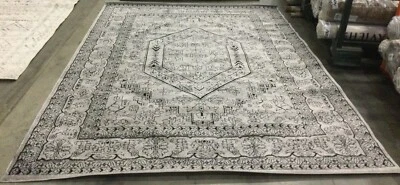 SILVER / BLACK 8' X 10' Slightly Stained Rug, Reduced Price 1172654397 ADR108A-8 - Image 1 of 4