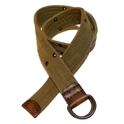 Cinturón Hombre Militar Verde D-ring Tela y Cuero Talla 30 Streetwear Hippie Foto 1 de 4
