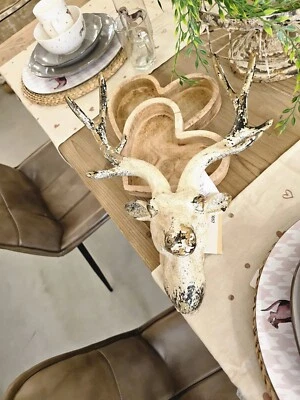 Deko Geweih Hirschkopf Hirsch Vintage Weiß 33x14x43cm Wild Jagd Clayre & Eef - Bild 1 von 3