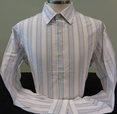 NUEVA CAMISA DE VESTIR A RAYAS BANANA REPUBLIC L/S CLASSIC FIT PARA HOMBRE, BLANCA, MEDIANA Foto 1 de 2