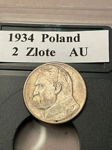 1934 2 Zloty Poland Zlote World Silver Coin Josef Pilsudski w/ Plastic Case! - Picture 1 of 21