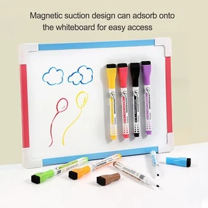 Magnetic Whiteboard Markers, 8Count Colorful Fine Tip ThinMarkers With Eraser - Picture 1 of 15