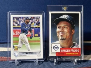 2022 Topps Living Set #495 - Wander Franco RC & #215 Topps Rookie Base - Picture 1 of 5