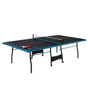 Mesa de ping pong tenis interior exterior tamaño oficial 2 pelotas de remos negro amarillo - Imagen 1 de 11