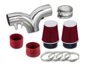 Red Dual Twin Air Intake System + Dry Filter For 94-96 Buick Roadmaster - Bild 1 von 1