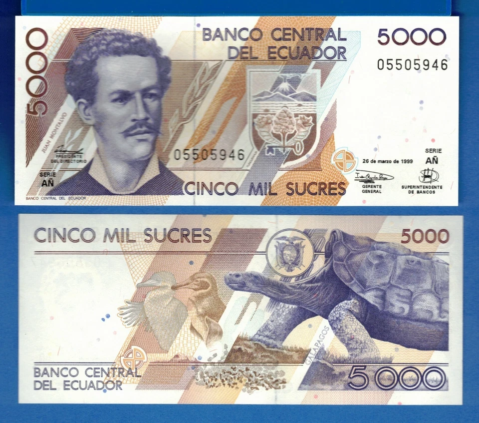 Ecuador P-128 5,000 Sucres Year 1999 Uncirculated Banknote - Image 1 of 1