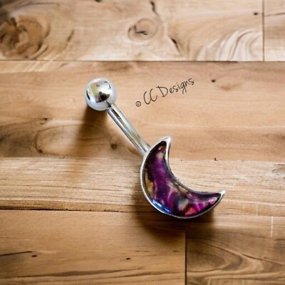 14g фиолетовый акрил галактика полумесяц пупок кнопка кольцо (B20) - Изображение 1 из 3