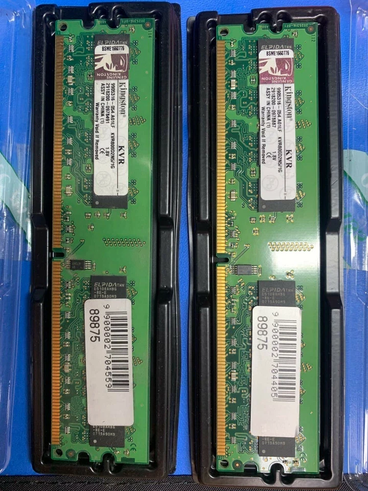 2GB Kit (2x1GB) Kingston DDR2 Valore RAM PC2-6400U 800MHz KVR800D2N5K2/2G - Immagine 1 di 1