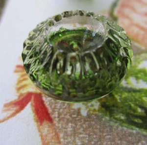 Set of 6 Vintage 1/2" Painted green Crystal Acorn top Glass Buttons~ NOS - Picture 1 of 2