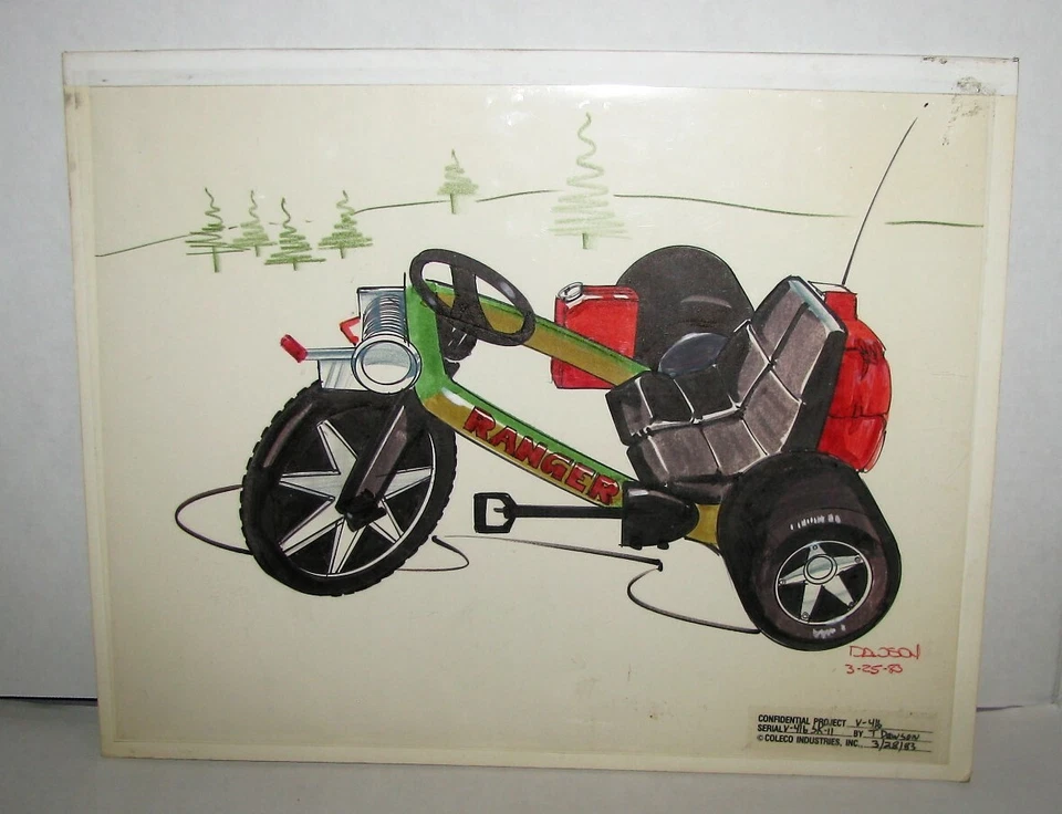 RARO 1983 Concept Art Coleco Power Big Wheel Ranger Juguete Proyecto Diseñador Dawson Foto 1 de 4