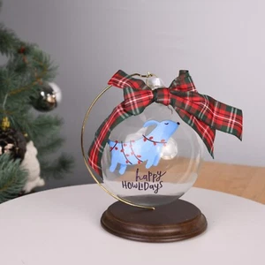 Crown & Ivy Happy Howlidays 4" Glass Globe Holiday Tree Ornament Dog Puppy 1992 - Picture 1 of 3