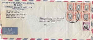 Stamps 1961 airmail cover USA Operations Mission Soudan Khartoum to Washington - Picture 1 of 2