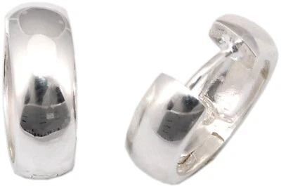 Orecchini ad Anello Argento 925 a Cerchio Sterling 16 MM Semi Arrotondato - Immagine 1 di 3