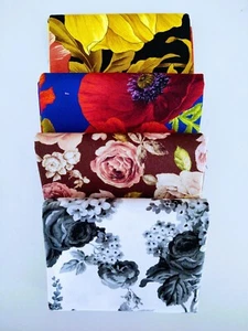 4 Pc Asst. Florals Fabric Bundle, Fabric Bundle, Black & White Floral Fabric - Picture 1 of 6
