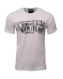 Versace Jeans Couture T-Shirt Magazine Logo Print White & Black Size S M L XL - Picture 1 of 3