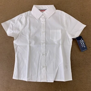 French Toast Girls Size 7 White Short Sleeve Button Front Pocket Shirt NWT - Picture 1 of 5