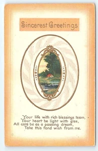 Cartolina Saluti Sinceri La tua vita con ricche benedizioni brulicano in rilievo - Foto 1 di 3