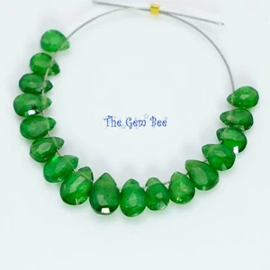 Gem Tsavorite Deep Green Garnet Faceted Petite Pear Briolette Beads (17) - Picture 1 of 6