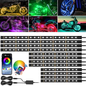 12pcs LED Light Strip Kit RGB Neon Under Glow Motorcycle for BMW SUZUKI Honda - Picture 1 of 11