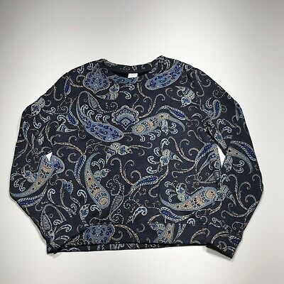 H&M Sweatshirt Womens Size M Crew Neck Long Sleeve Paisley Print Fleece Pullover • 16.99€