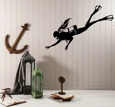 Calcomanía de vinilo de pared pegatina buzo niña da un signo decoración marina OK (n1161) Foto 1 de 3