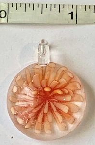 HERMOSO COLGANTE DE CRISTAL DE MURANO FLOR NARANJA/MELOCOTÓN 3D? #24 - Imagen 1 de 3