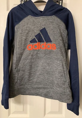 Boys Youth Adidas Tech Fleece Hiodie Size 10/12 Medium Grey With Blue - Image 1 of 2
