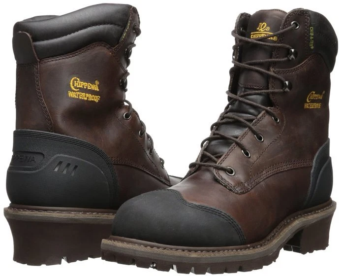 New Chippewa Mens 8 Inch Chocolate Oiled WP Ins Logger Boot Brown 8.5 M 55050 - Image 1 of 1