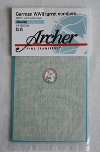Archer 1/48 Alemán WWII Números de torreta Contorno sin plantilla (blanco) AR49023W - Imagen 1 de 1