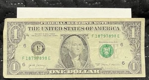 $1 Dollar Bill With 95.4% Cool Serial Number Of 18797898 - Picture 1 of 4