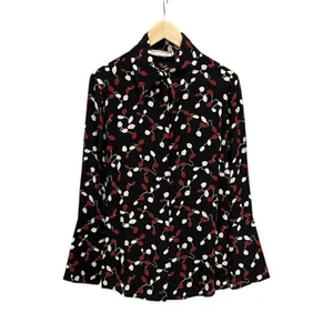 Camisa con botones Liviana Conti para mujer 42 IT negra con cuello de seda - Imagen 1 de 8
