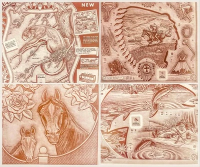 Lote De Colección 20 Herramientas Artesanales Al Stohlman Páginas Doodle Cuero Tallado Años 50 Western Foto 1 de 4