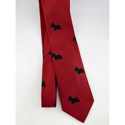 Vintage Chippmunk Red Black Schnauzer Dog Men's Tie USA - Image 1 of 4
