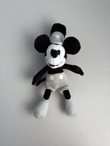 Disney Steamboat Willie Mickey Mouse Plush Stuffed Animal Black And White 10” - Picture 1 of 7