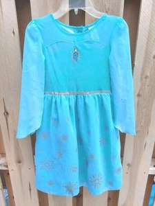 DISNEY FROZEN ELSA DRESS BY JUMPING BEANS GIRLS SZ 6X SNOWFLAKE RHINESTONES BLUE - Picture 1 of 12
