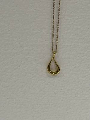 Tiffany Open Teardrop Necklace f-22223 Yellow Gold YG Elsa Peretti - Image 1 of 4