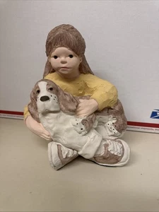 1986 Austin Prod Inc signierte Daze Girl & Puppy Skulptur - Bild 1 von 20