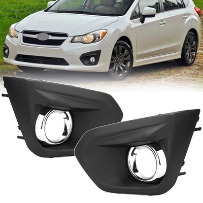 Front Bumper Fog Light Cover Bezel Pair For Subaru Impreza 2012-2014 Chrome Trim - Image 1 of 4