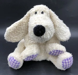 Floppy Dog Puppy 10” Plush Soft Beanie Toy Comforter Bow Tie Purple Gingham Feet - Picture 1 of 5